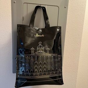 Harrods black PVC shopping tote